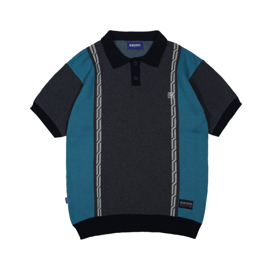 Devá States - Chain Jacquard Knit S/S Polo Shirt [Black/Multi]