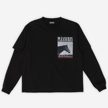 Load image into Gallery viewer, Pleasures - Horses Layered long sleeve - black
