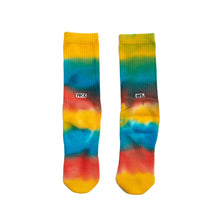 Load image into Gallery viewer, RBW - Fuck Off Crew Socks - tye dyed multi color
