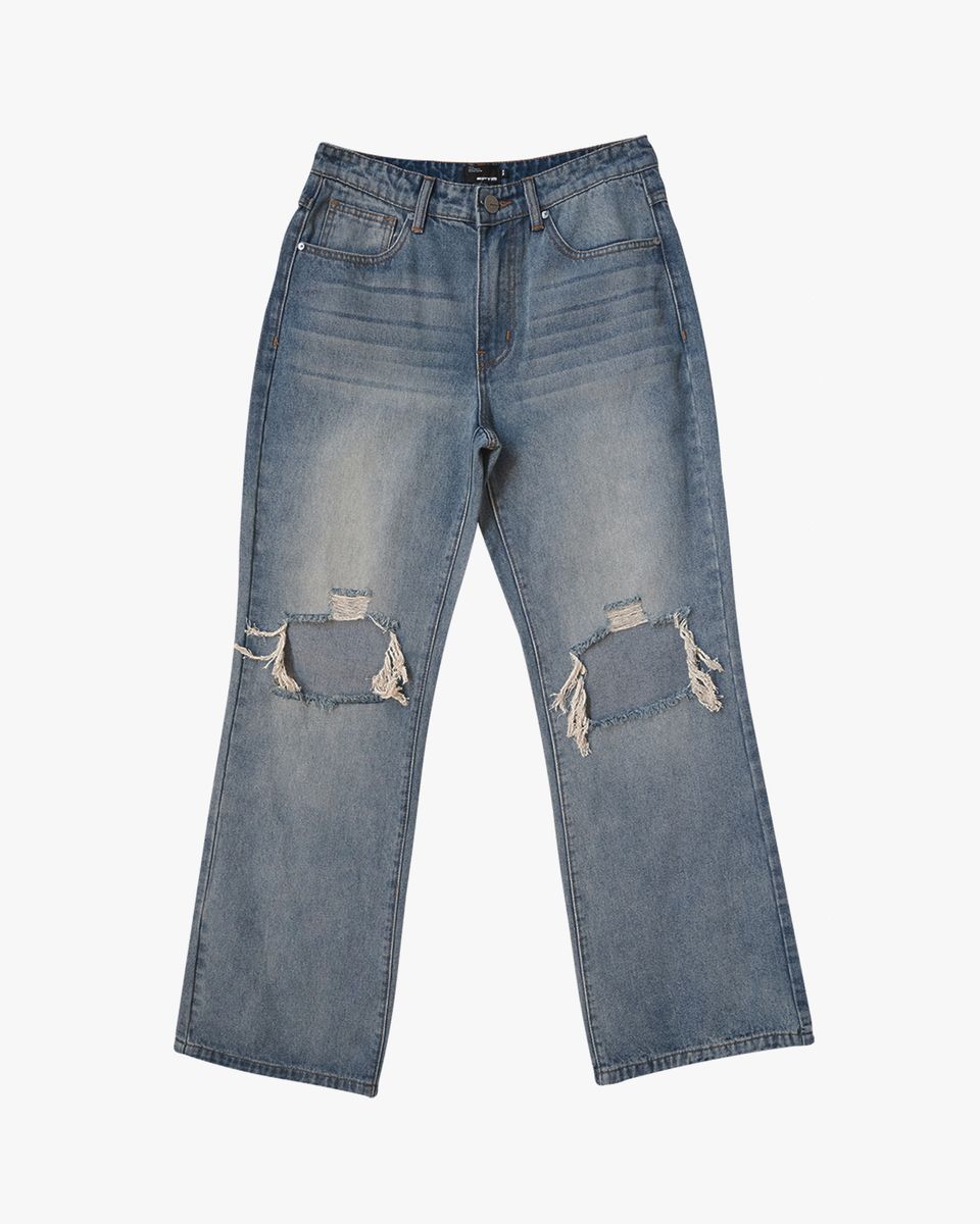 Eptm - Baggy distressed denim blue jeans