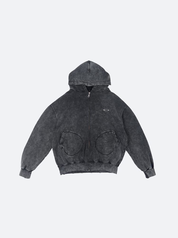 Fragile - Vintage Black Boxing Pocket Zip-up hoodie