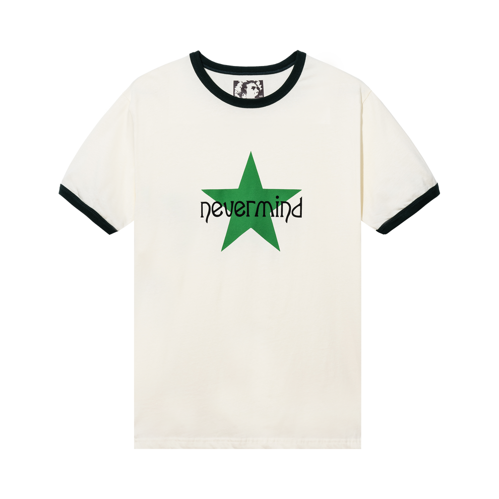 Nevermind Earth - Star Ringer tshirt , off white