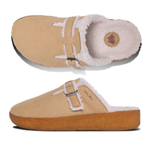 Load image into Gallery viewer, Malibu Sandals ; Flores Mule , Vegan Suede  Sherpa Crepe Rubber Oak Buff Tan
