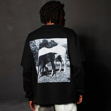 Load image into Gallery viewer, Pleasures - Horses Layered long sleeve - black
