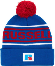 Load image into Gallery viewer, Russell Athletic ; legacy logo pom beanie , blu/red/wht
