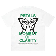 Load image into Gallery viewer, Petals and Peacocks ; Moment of clarity tee , wht
