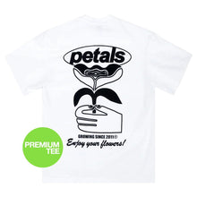 Load image into Gallery viewer, Petals and Peacocks ; Birthday tee, wht
