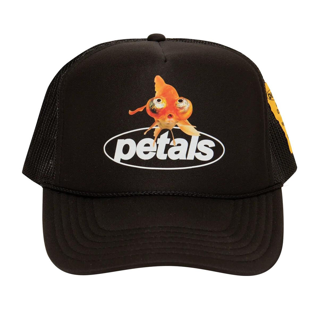 Petals and Peacocks ; Big fish trucker hat, blk