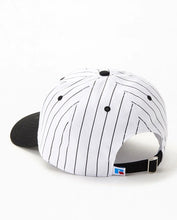 Load image into Gallery viewer, Russell Athletic ; stadium striped dad hat , blk/ offwht
