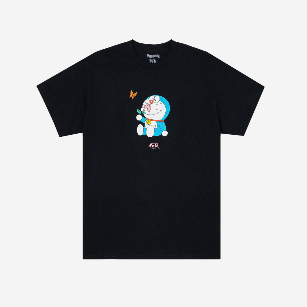 Felt x Doraemon ; Flower tee , blk