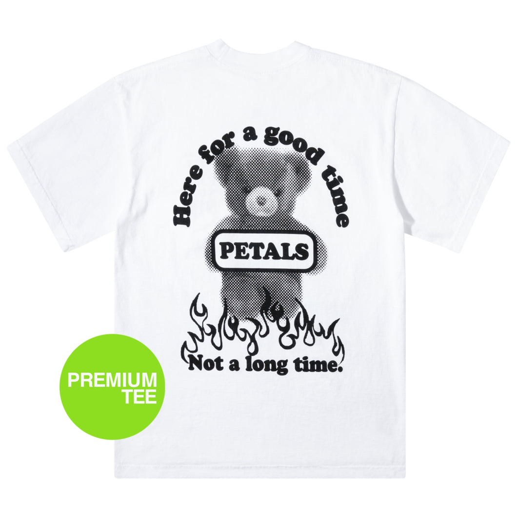 Petals and Peacocks ; Bear with me tshirt , wht